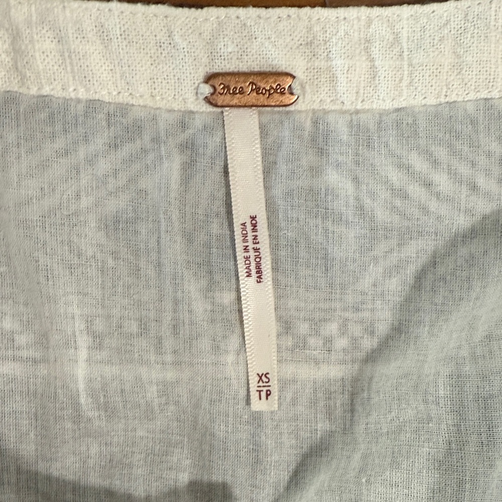 Free People Cream and Black Embroidered Blouse - Picture 4 of 4